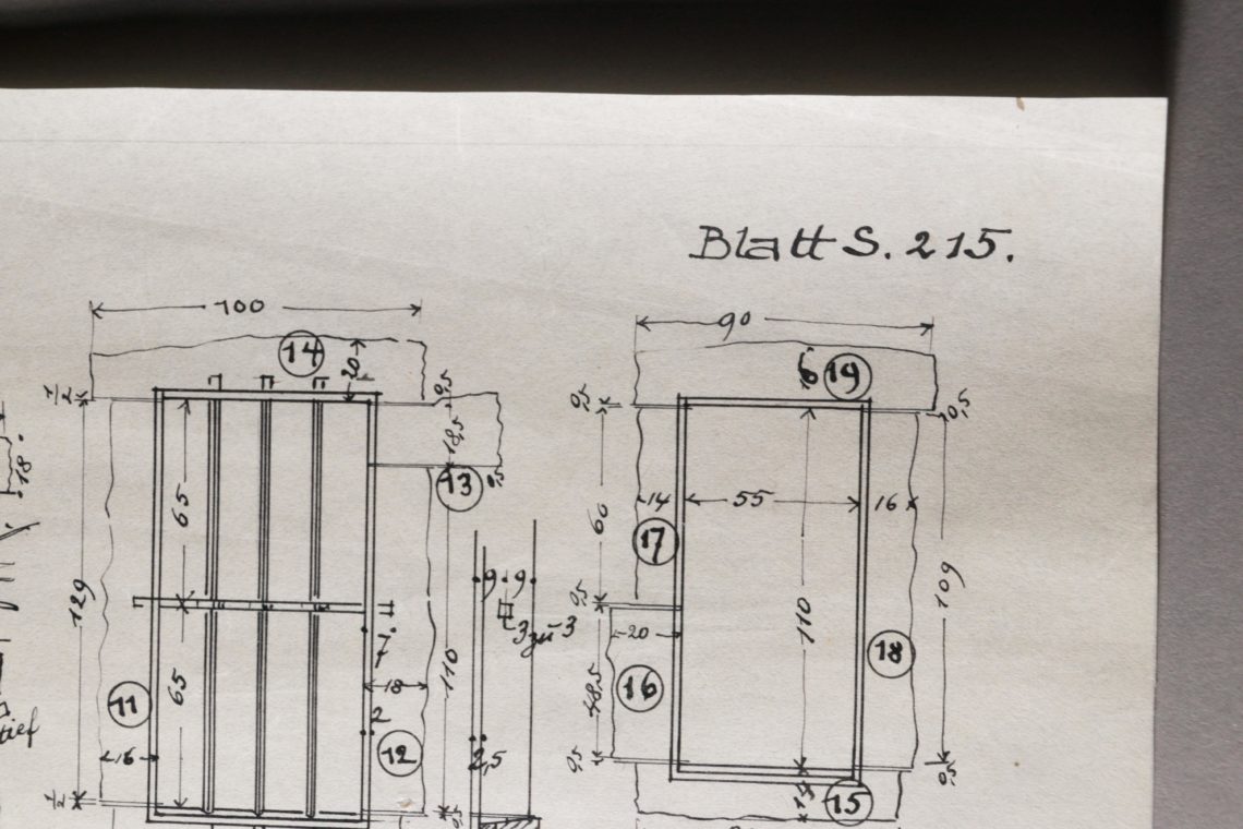 Architekturzeichnung Restaurierung Knicke Transparentpapier