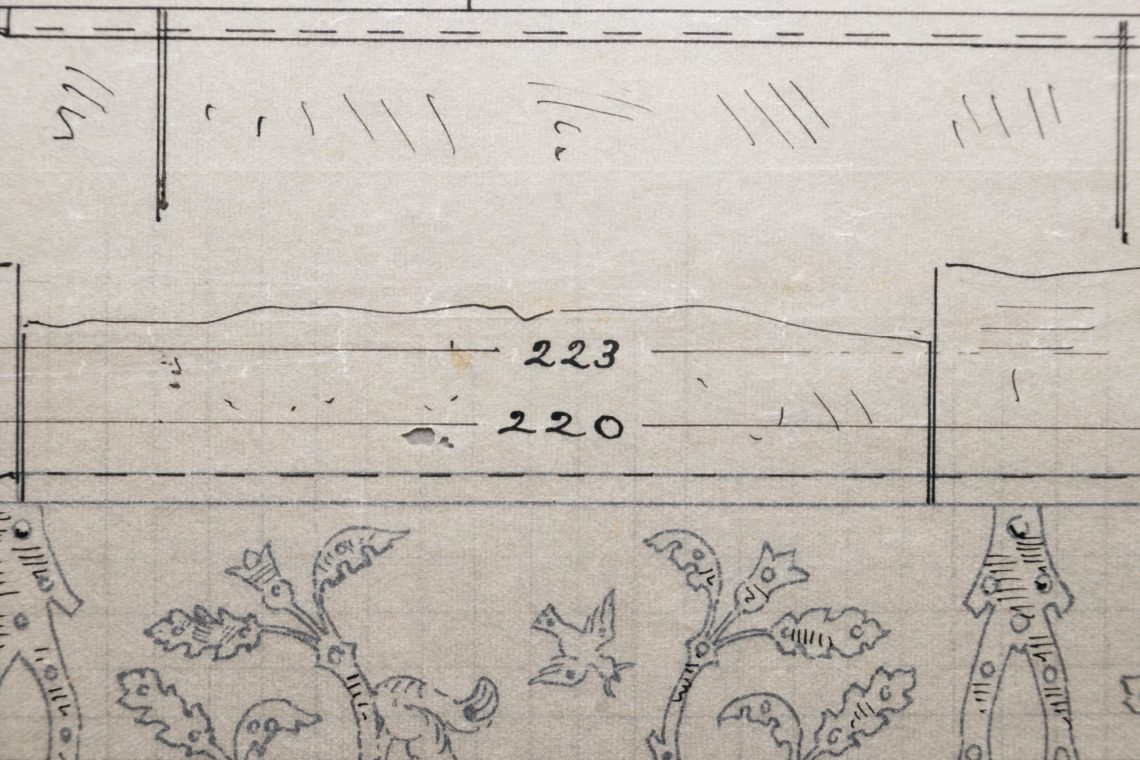 Architekturzeichnung Restaurierung Knicke Transparentpapier