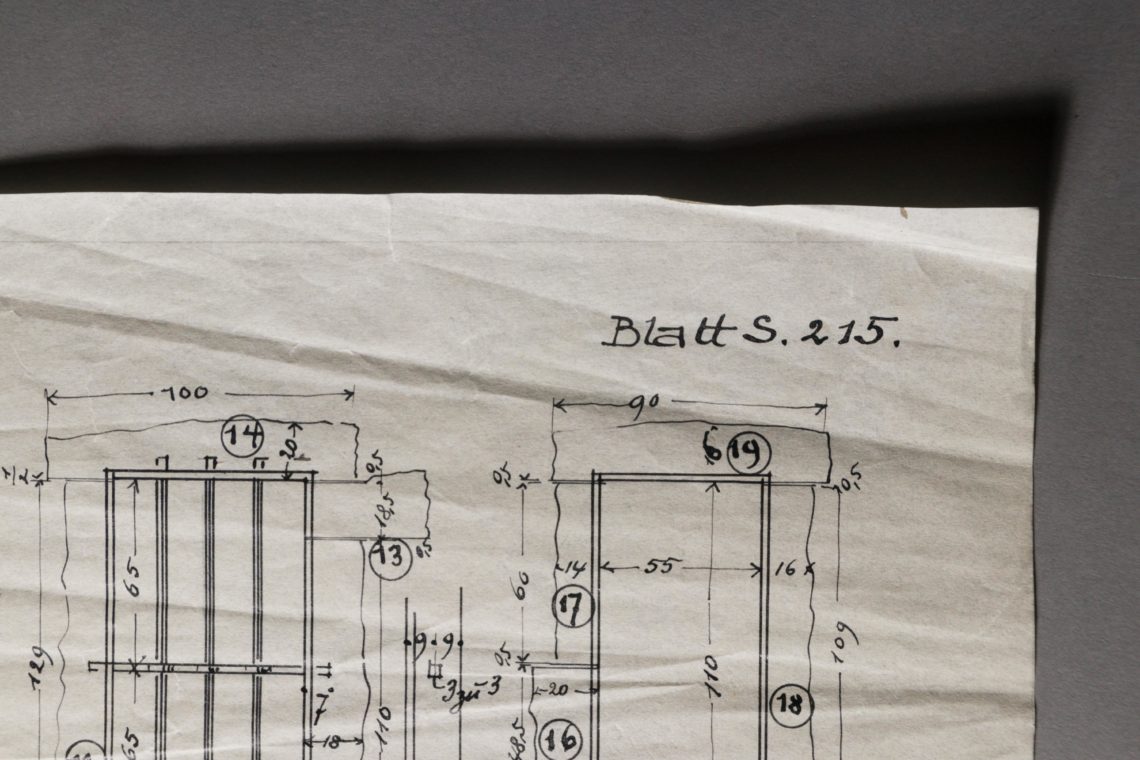 Architekturzeichnung Restaurierung Knicke Transparentpapier