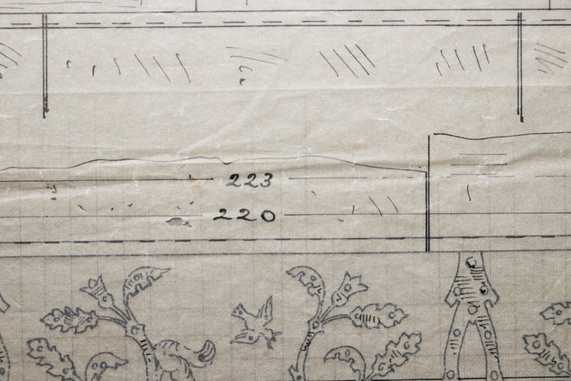 Architekturzeichnung Restaurierung Knicke Transparentpapier