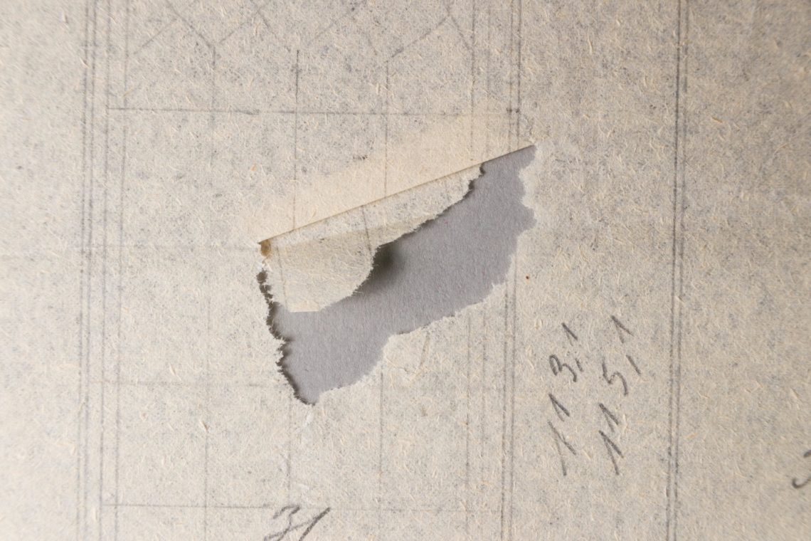 Architekturzeichnung Restaurierung Knicke Transparentpapier